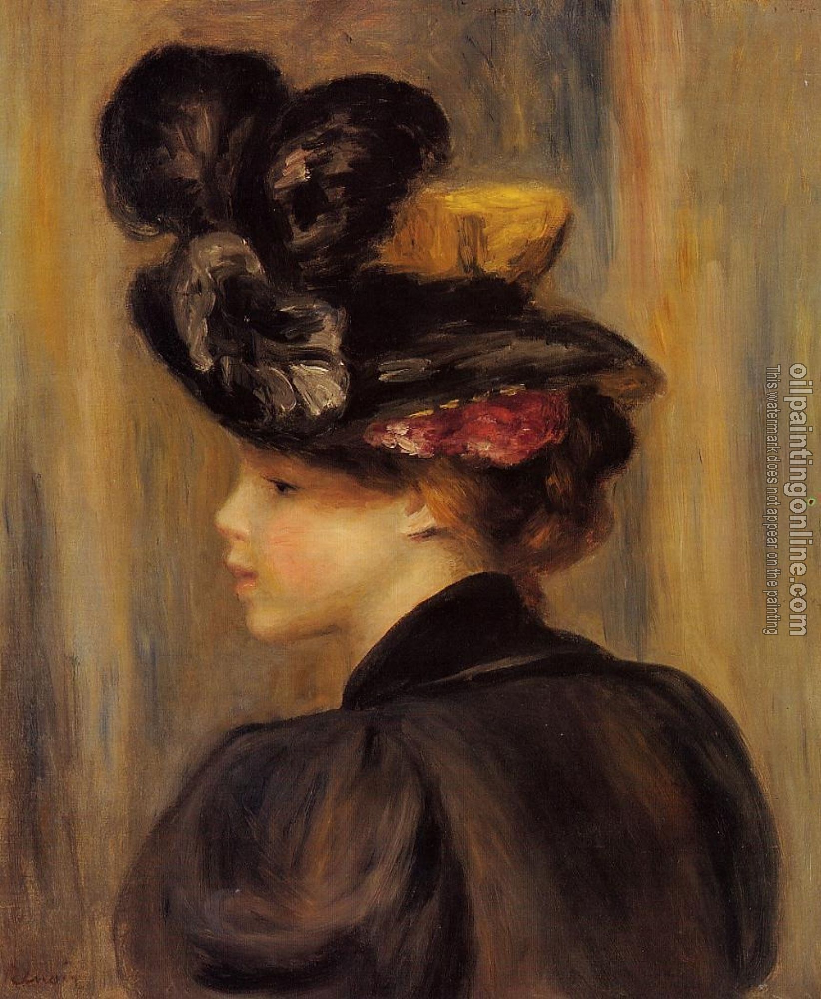 Renoir, Pierre Auguste - Young Woman Wearing a Black Hat
